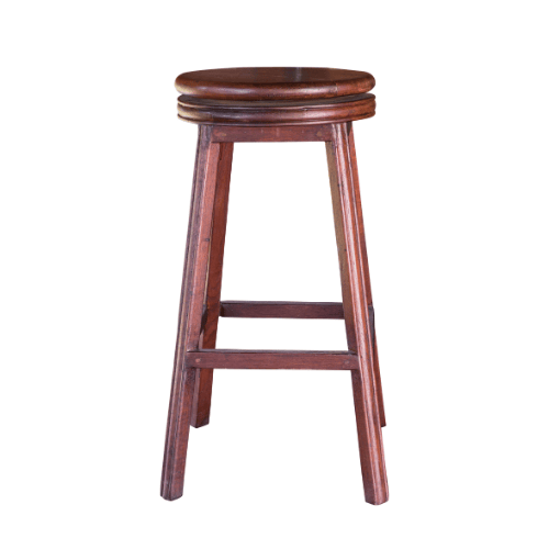 Rustic Wooden Bar Stool – Backless Design