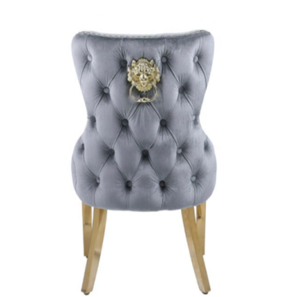Pair Of 2 Victoria Grey Gold Chair With Lion Knocker