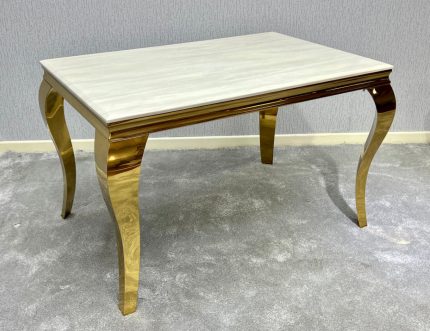 Louise Cream and Gold Marble Dining Table